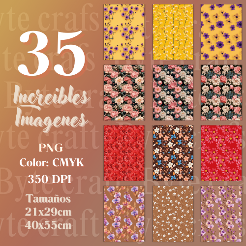 Colección de Fondos Florales Rústicos – PNG Alta Resolución para Sublimación y Diseño Creativo