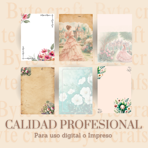 Romantic Letters” – Colección de 40 Hojas de Papelería Digital Vintage en PDF.