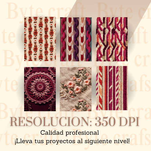 38 Fondos de Crochet Artesanal y Tejidos Étnicos para Sublimación y Diseño Creativo – PNG Alta Resolución CMYK