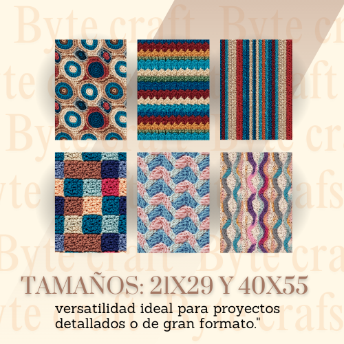 38 Fondos de Crochet Artesanal y Tejidos Étnicos para Sublimación y Diseño Creativo – PNG Alta Resolución CMYK