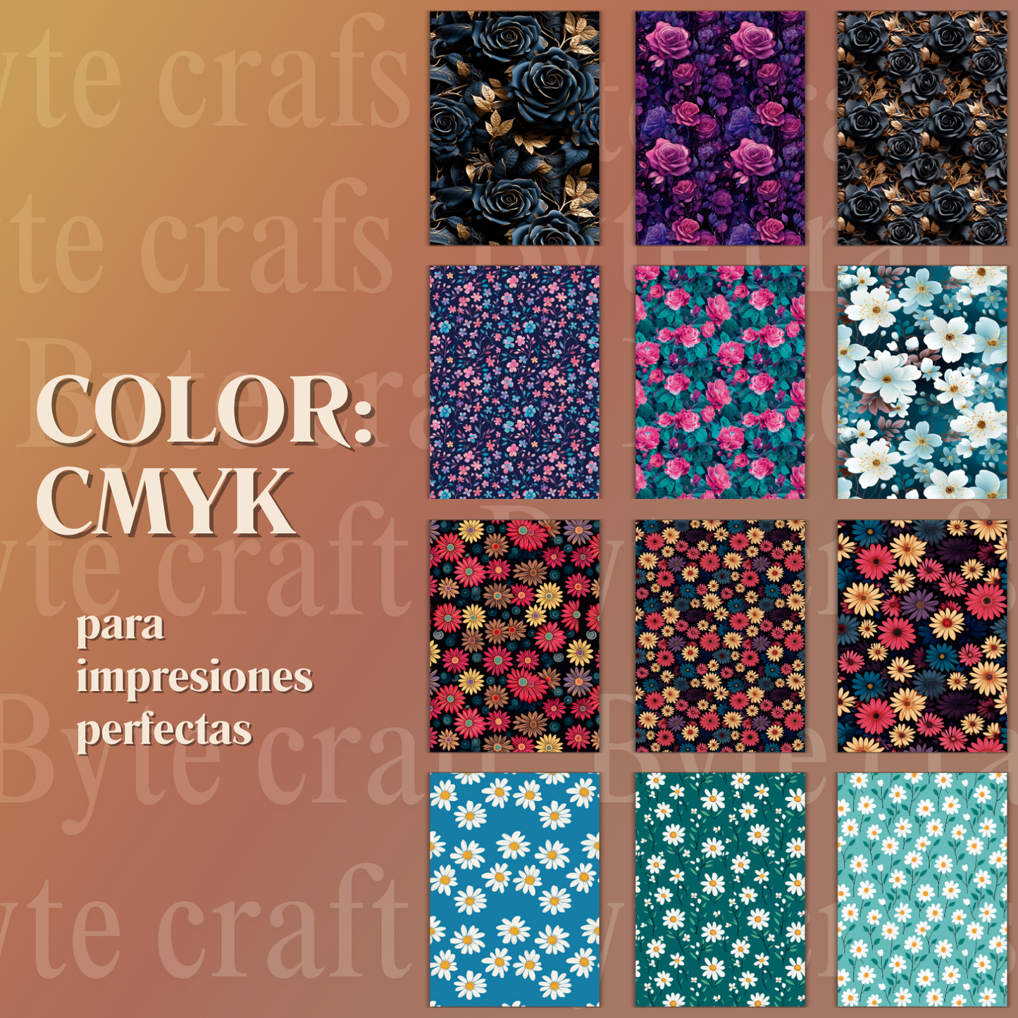 Colección de Fondos Florales Coloridos – PNG Alta Resolución para Sublimación y Diseño Creativo"