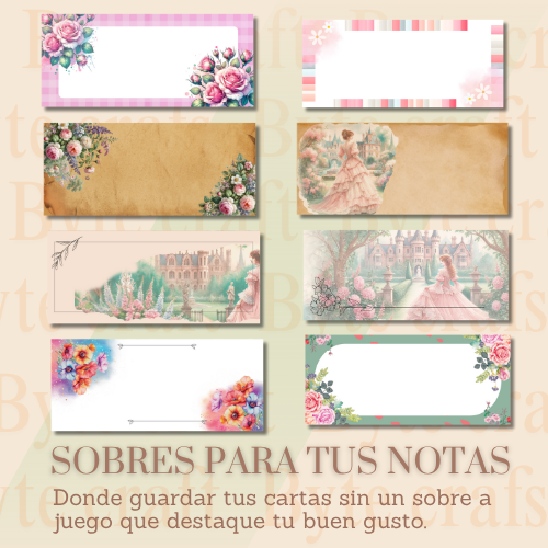 Romantic Letters” – Colección de 40 Hojas de Papelería Digital Vintage en PDF.