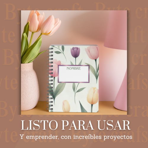 Set Digital de 5 Notebooks Florales + 17 Stickers PNG Versátiles