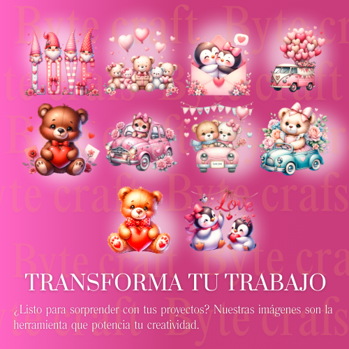 Pack Digital de Imágenes Románticas: 25 Diseños PNG para San Valentín y Amor