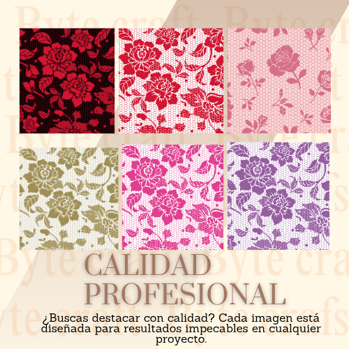 Colección Digital Encajes Florales – 47 Fondos PNG para Sublimación y Papelería Creativa