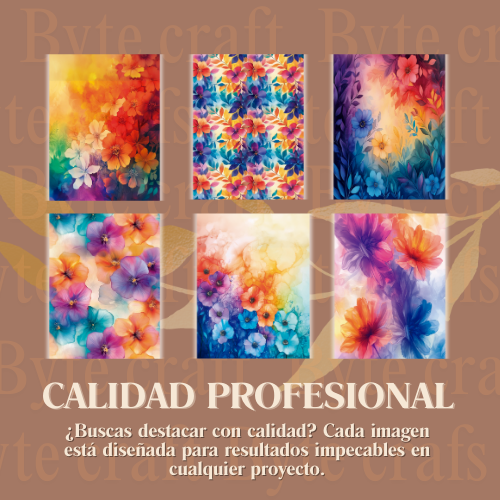 "Colección de Fondos Florales para Sublimación y Diseño Creativo – PNG Alta Resolución CMYK"