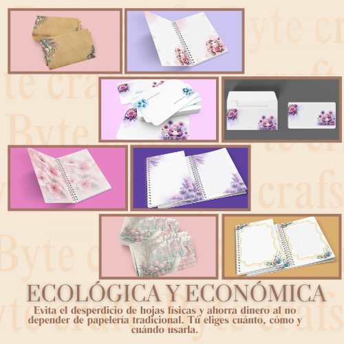 Romantic Letters” – Colección de 40 Hojas de Papelería Digital Vintage en PDF.