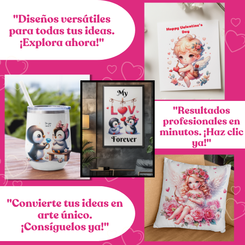Pack Digital San Valentín: 30 Imágenes PNG de Ángeles y Diseños Románticos para Imprimir