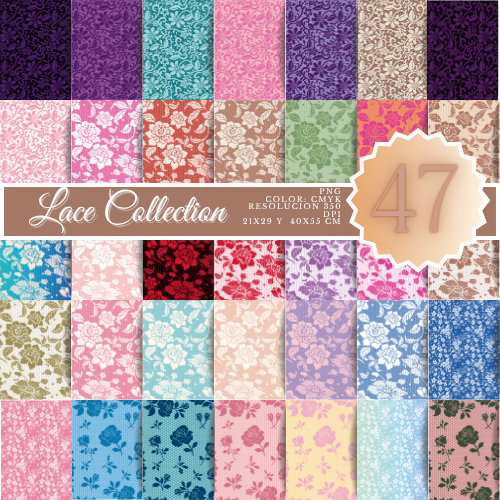 Colección Digital Encajes Florales – 47 Fondos PNG para Sublimación y Papelería Creativa