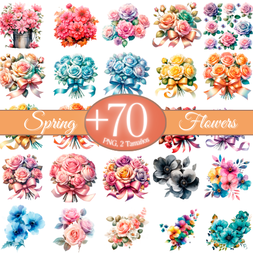 Pack Digital Flores de Primavera – +70 Ramos PNG en Alta Resolución para Diseño y Sublimación