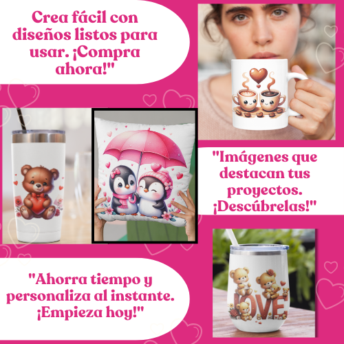Pack Digital de Imágenes Románticas: 25 Diseños PNG para San Valentín y Amor