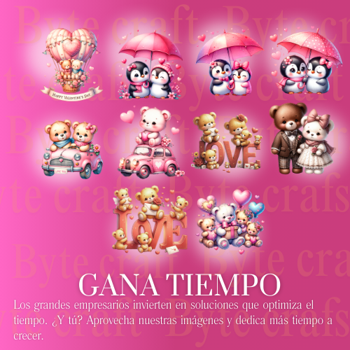 Pack Digital de Imágenes Románticas: 25 Diseños PNG para San Valentín y Amor