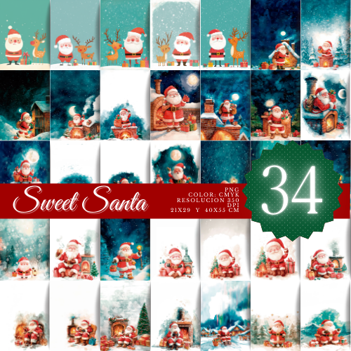 PACK SWEET SANTA. PNG  - DESCARGA DIGITAL INMEDIATA